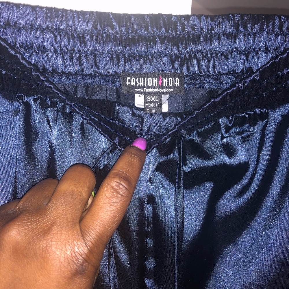 Fashion Nova Satin Track Pants